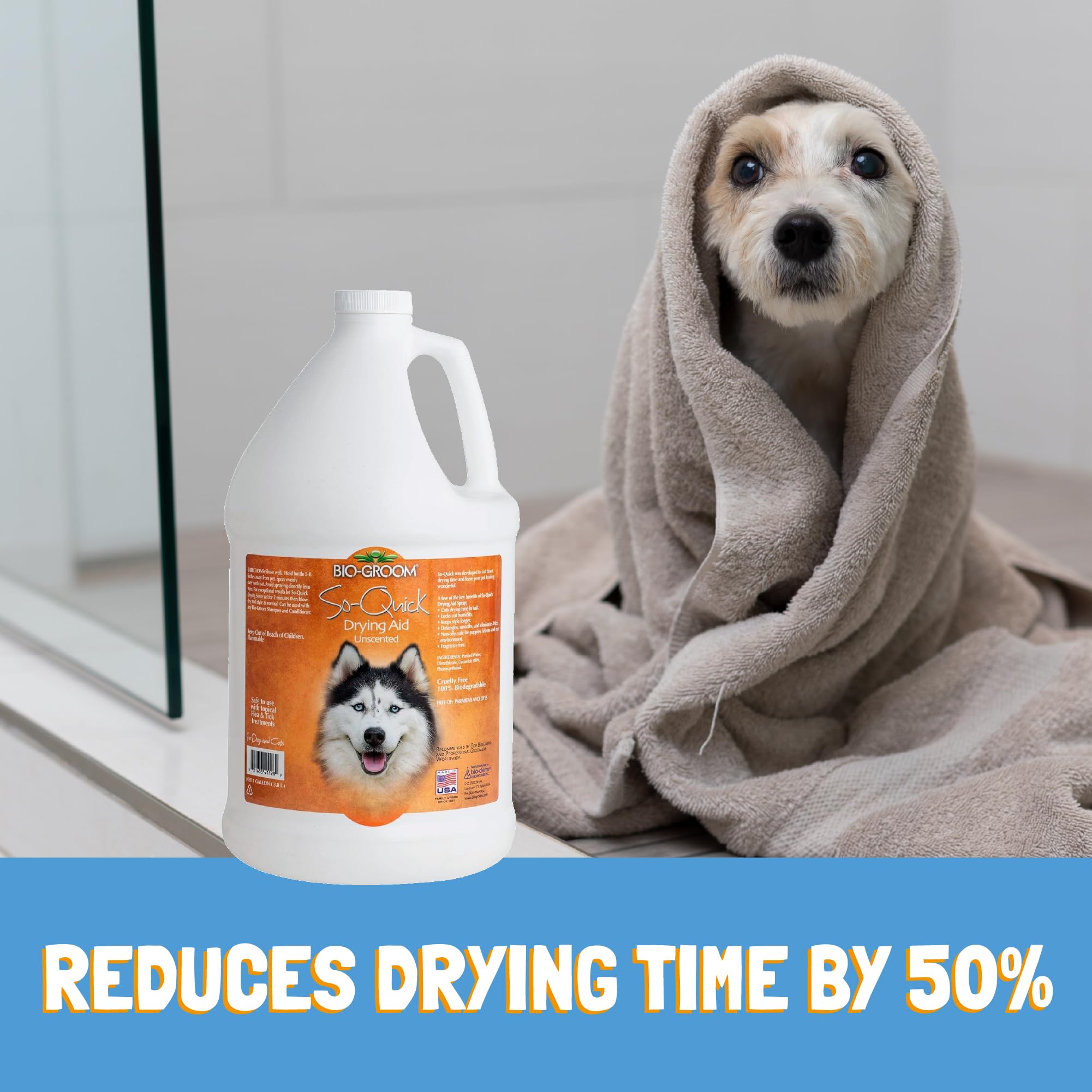 Bio-Groom So Quick - Schnelltrocknungsspray - Hundespray - Entwirrungsspray für Hunde - Unparfümiert und frei von Tierquälerei - 473 ml