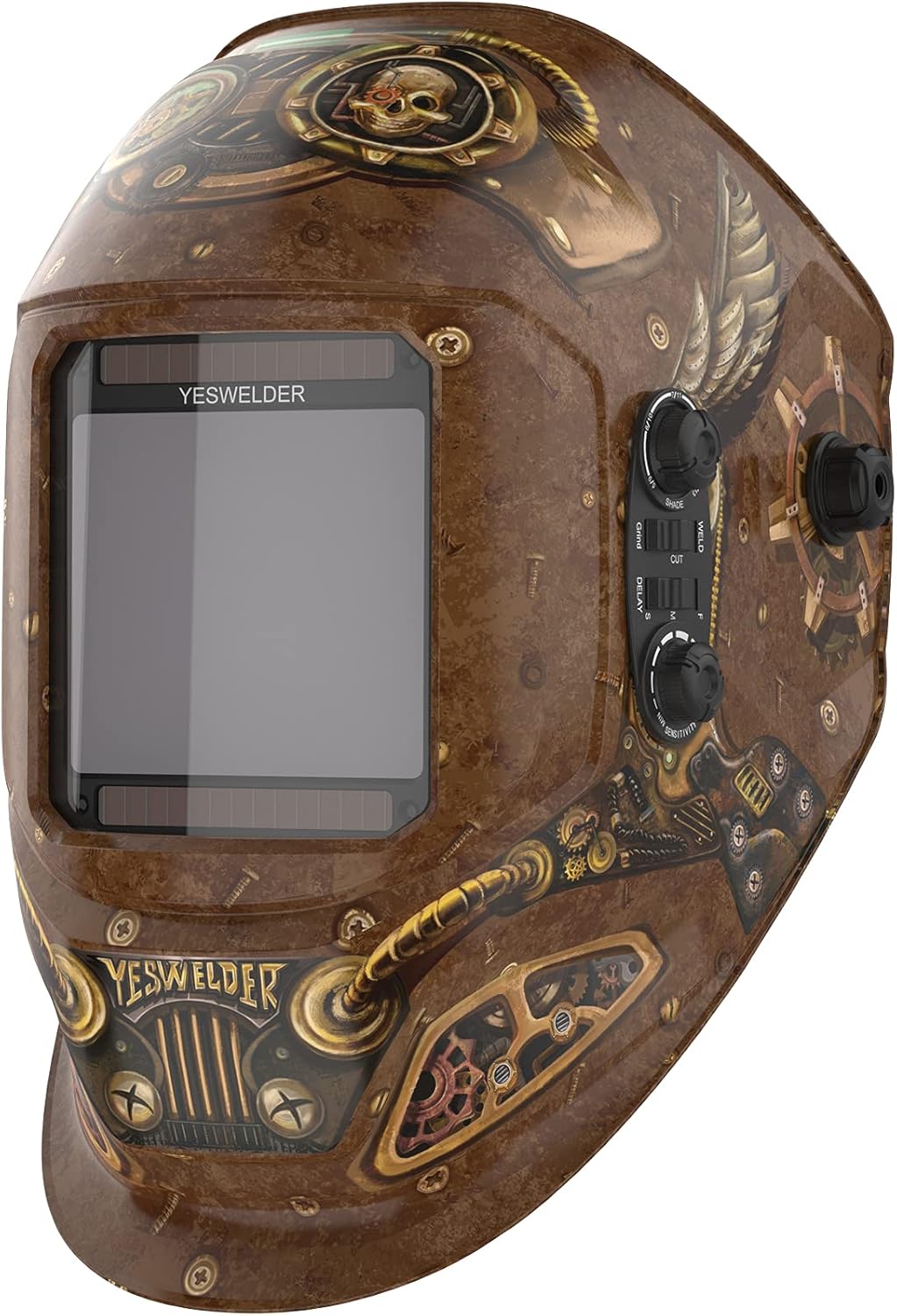 YESWELDER Large Viewing Screen True Color Solar Power Auto Darkening Welding Helmet, 4 Arc Sensor, for TIG MIG Arc Weld Grinding Welder Mask LYG-17800F-ST - - 