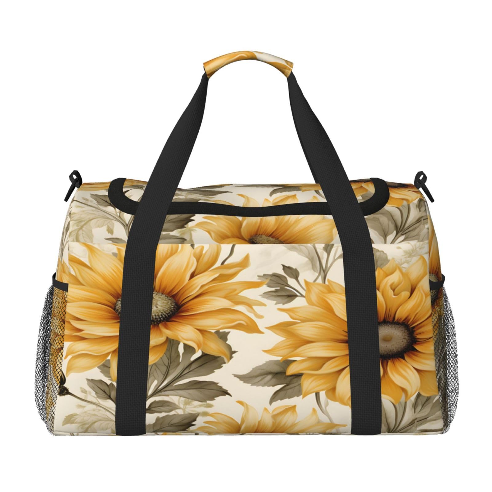DXTKWL Duffle Bag Retro Sunflower Florals Flower Pattern Travel Duffel Bags for Men Women with Adjustable Strap Carry on Gym Bag Overnight Weekender