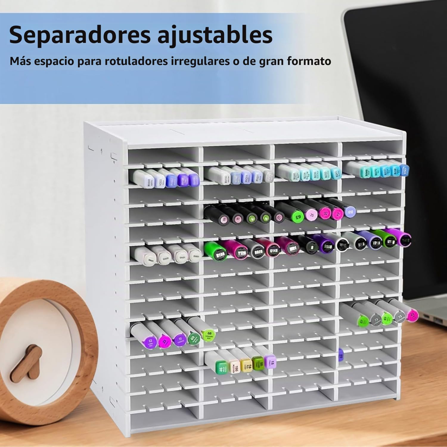 Organizador de 240 bolígrafos, escritorio, soporte para bolígrafos para escritorio, lápices de colores, rotuladores, pequeños artistas, tocador, caja de madera para hogar, oficina, escuela
