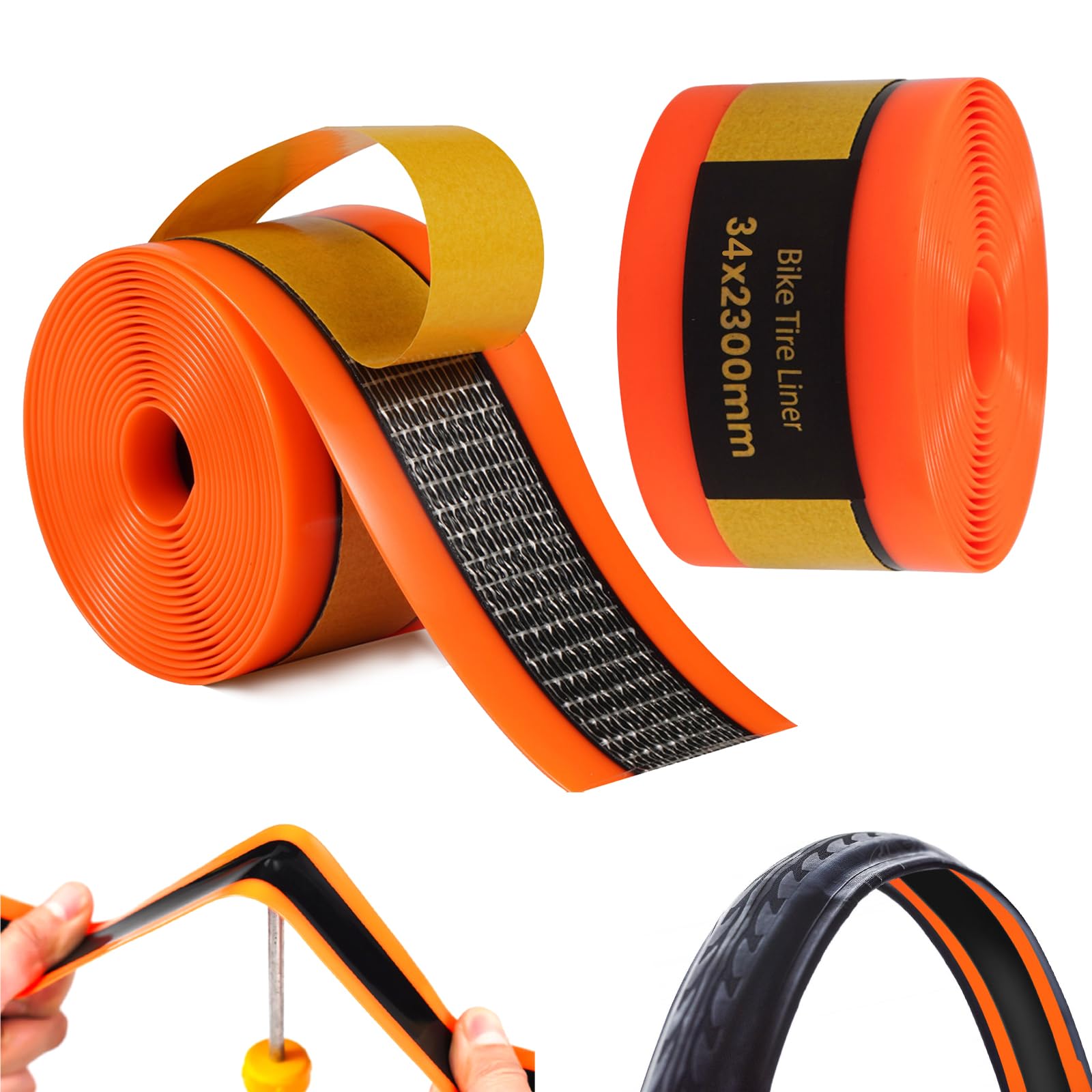 Nastro Antiforatura,2 Rotoli 34x2300MM Fodera Per Pneumatici Per Bicicletta,Protezione Per Pneumatici Bicicletta,Protezione Antiforatura Per Bicicletta Per Ciclismo All'aperto,Mountain Bike