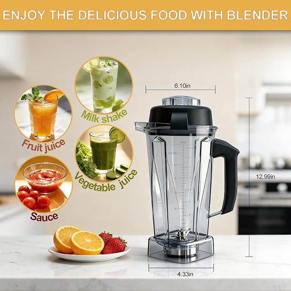 Blender Pitcher 64oz Replacement Container Compatible with Vitamix 5200, 5300, 6300, 7500, E310, VM0197, VM0101, VM0100, VM0103 Classic & Explorian Series 5-Year Warranty - 4