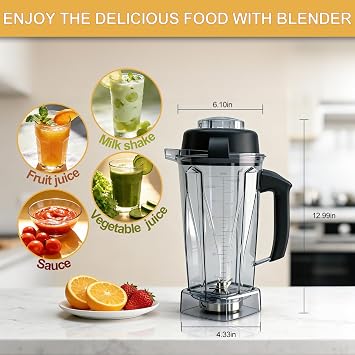 Blender Pitcher 64oz Replacement Container Compatible with Vitamix 5200, 5300, 6300, 7500, E310, VM0197, VM0101, VM0100, VM0103 Classic & Explorian Series