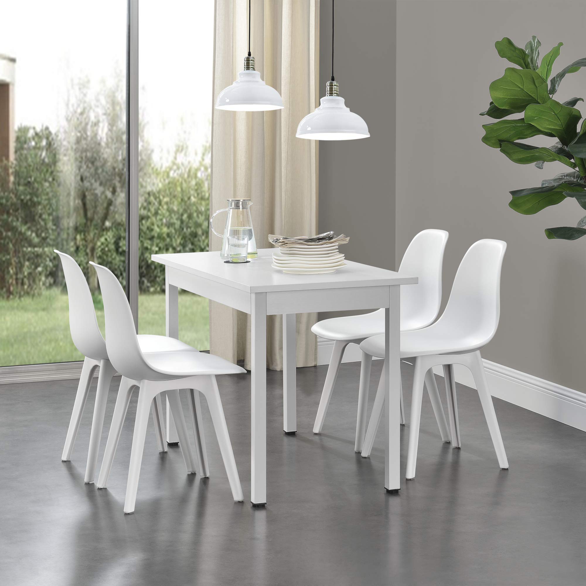 [en.casa] Set di 2 Sedie da Sala da Pranzo in Plastica Sedie Monoscocca Moderne con Schienale Design Ergonomico per Cucina Soggiorno - Bianco