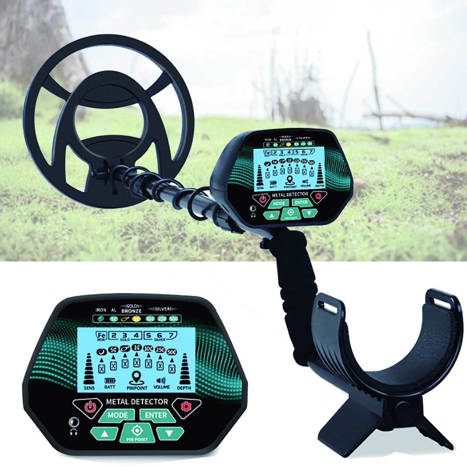 YXZQLOZ High Sensitivity Metal Detector with Long Range, LCD Display, Adjustable Length for Professional Mineral Exploration & Treasure Hunting