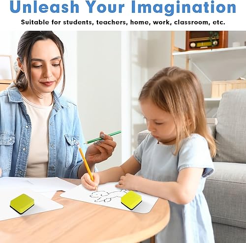 Miniatura 7 de HERKKA - Tableros portátiles de borrado en seco, paquete de 25 pizarras blancas pequeñas de doble cara de 9 x 12.5 pulgadas con 25 borradores,