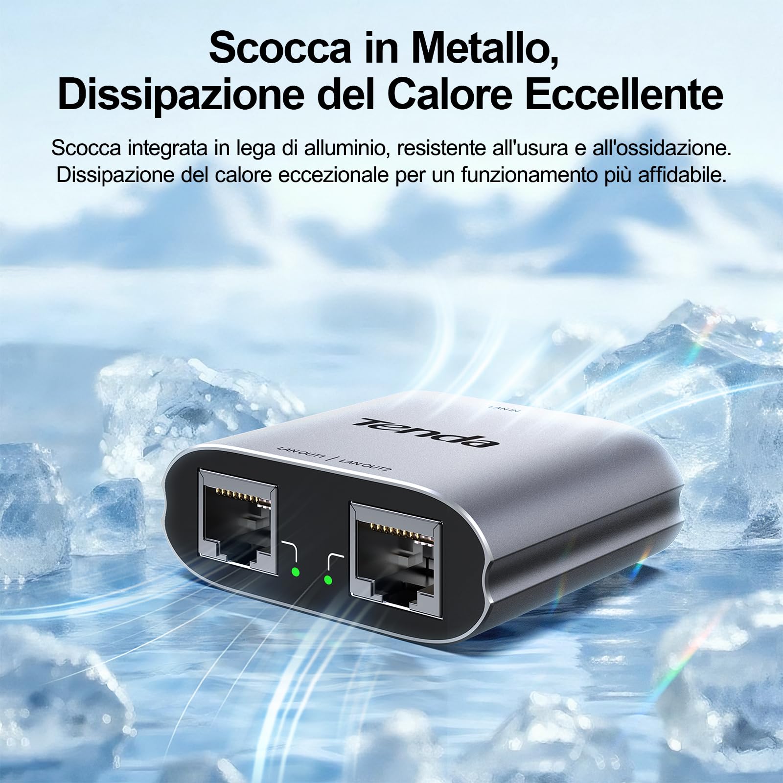 Tenda Switch Ethernet 1 a 2, RJ45 2 Porte 1000 Mbps Switch di Rete LAN Gigabit, Splitter di Rete Cat5/5e/6/7/8, Distribuitore di Cavi Gigabit Ethernet per Computer, Router (SG103M)