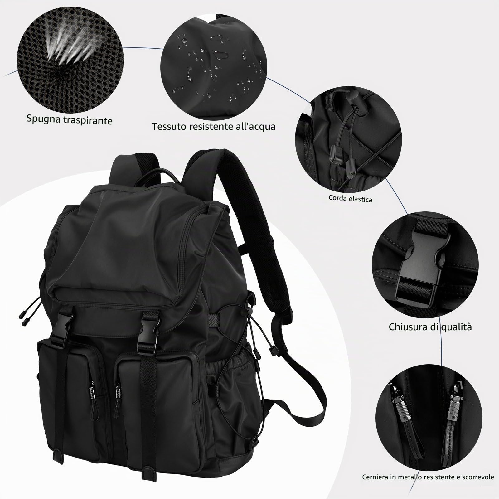 Zaino vintage per computer portatile, zaino da college resistente all'acqua 30L, adatto per laptop 15.6