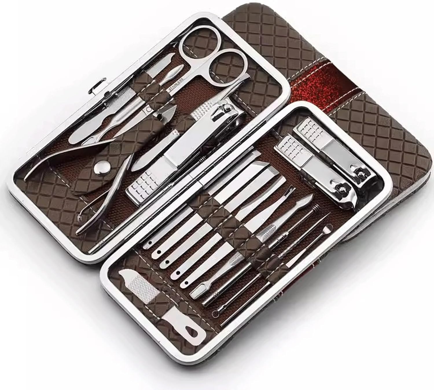Nail Clippers Kit Pedicure Knife Nail Clipper Set Home Nail Clippers Pliers Adult Manicure Tools Set Personal Care Manicure Pedicure Kit(Red)