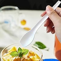 Vista 3 de Cucharas de postre de plástico desechables de 6 pulgadas, sin BPA, tamaño pequeño con punta frontal cuadrada, ideal para pasteles, yogur, helados
