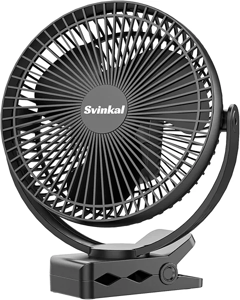 Portable Clip on Fan 10000mAh Battery Powered, USB Type C, Supports 720° Adjustment, 4 speed, 8inch Personal Fan for Table, Bedroom, Desk, Camping, Stroller, Golf Cart Black TF29B 10000mah b
