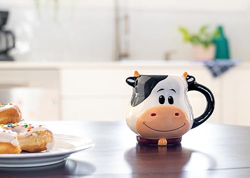 Miniatura 5 de 100 North ESNCHMG-CW - Taza de té de cerámica brillante con diseño de vaca manchada en blanco y negro de 18 onzas para tu bebida matutina favorita