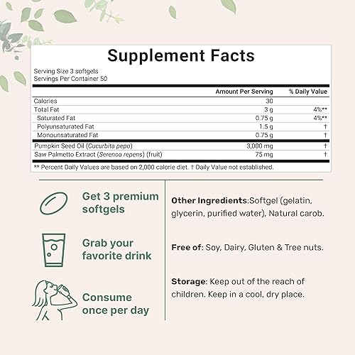 Miniatura 3 de Micro Ingredients Aceite de semilla de calabaza con palma enana americana 3,000 mg cápsulas blandas y KSM-66 Ashwagandha Gummies 300mg  Paquete de 2
