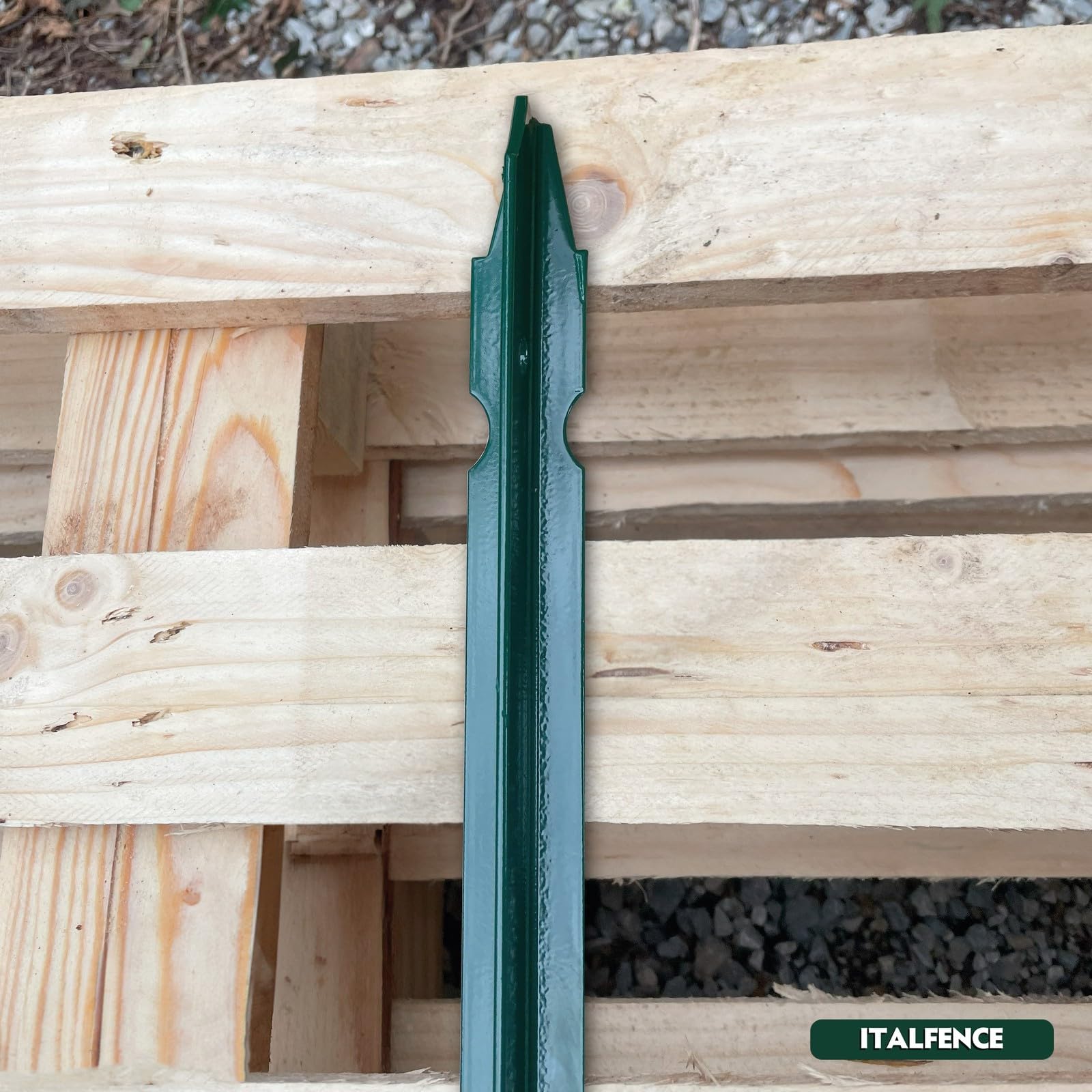 Set de 10 postes T en hierro plastificado verde [H175cm, 30x30x3mm]