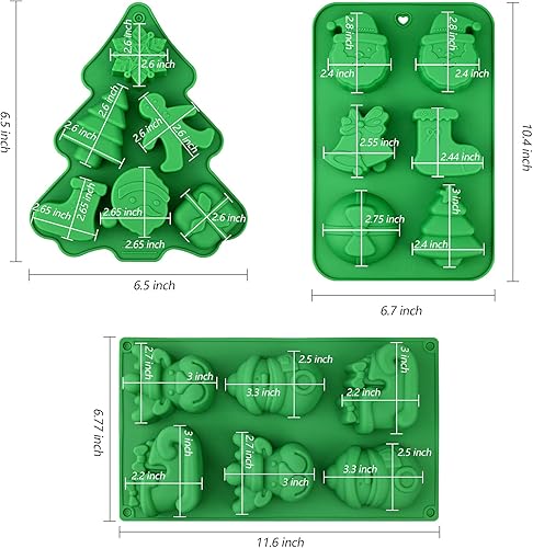 Miniatura 4 de Paquete de 3 moldes de silicona de Navidad, molde de hornear de Navidad de gran tamaño para mini pasteles, jabón hecho a mano, chocolate, gelatina,