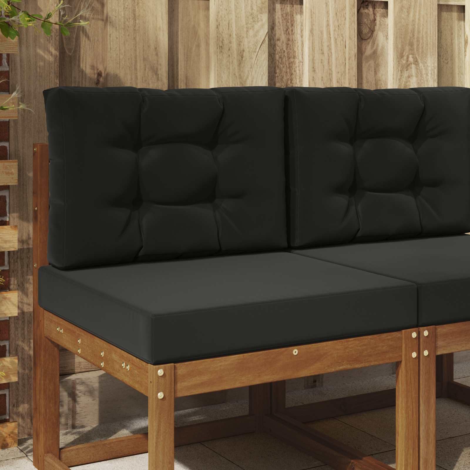 Coussins de canapé d'extérieur imperméables | Lot de 2 noir 60x60 antidérapant