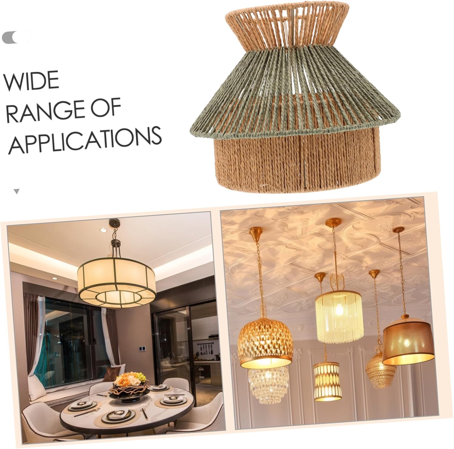 VOSAREA Handwoven Imitation Rattan Lampshade for Ceiling Lights Soft Illumination Pendant Light Cover Safe and Construction for Dining Room Decor