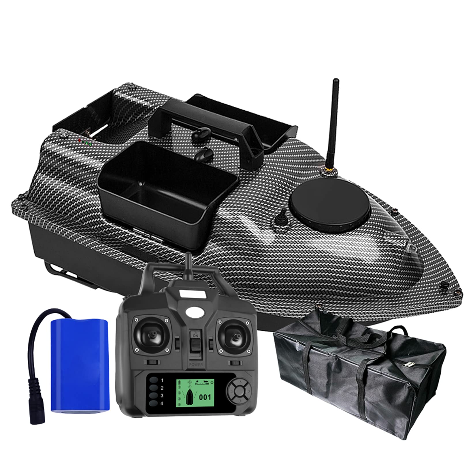 Wireless Smart Bait Boat Large Capacity Loading LCD Remote Control GPS Position Auto Cruise Fishing Bait Boat,Carbon Fiber,5200mAh