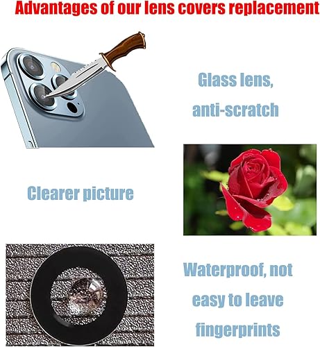 Miniatura 3 de Juego de 3 fundas de repuesto para lente de cámara trasera trasera para iPhone 13 Pro Max, reemplazo de lente de cámara trasera para iPhone 13 Pro