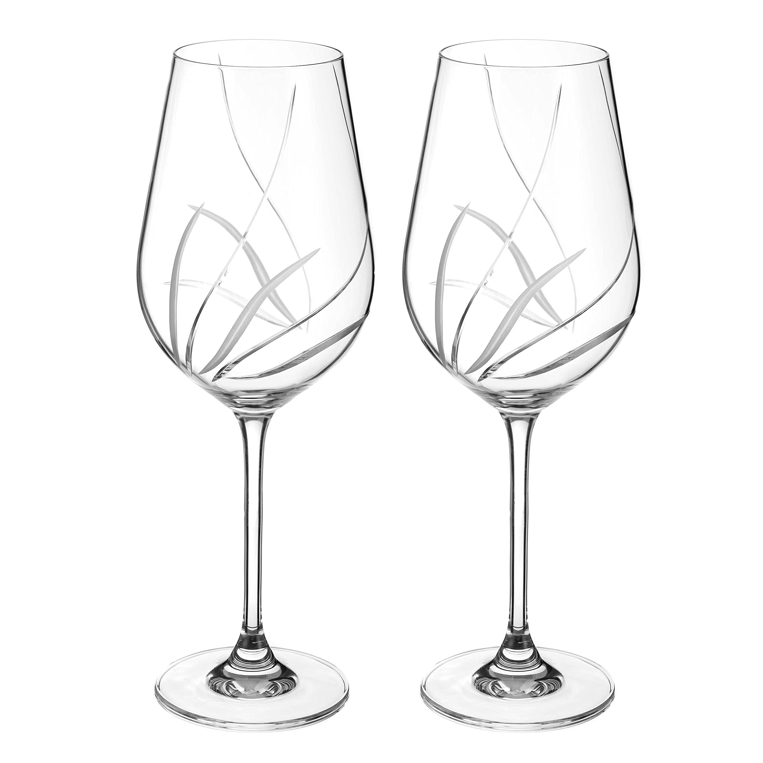DIAMANTE Lot de 2 verres à vin rouge avec motif « Meadow » découpé à la main