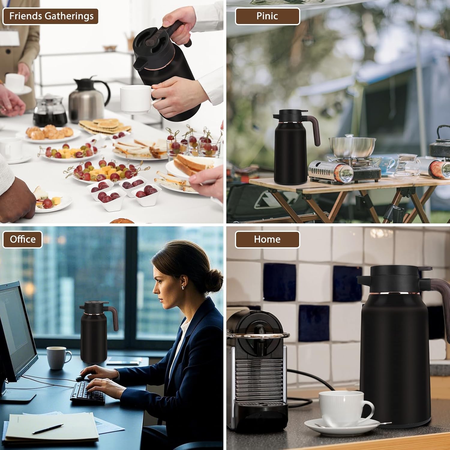 70oz Thermal Coffee Carafe,Insulated Thermal Pitcher,Stainless Steel Coffee Carafes For Keeping Hot/Cold Beverage Water Drink Tea Coffee Dispenser