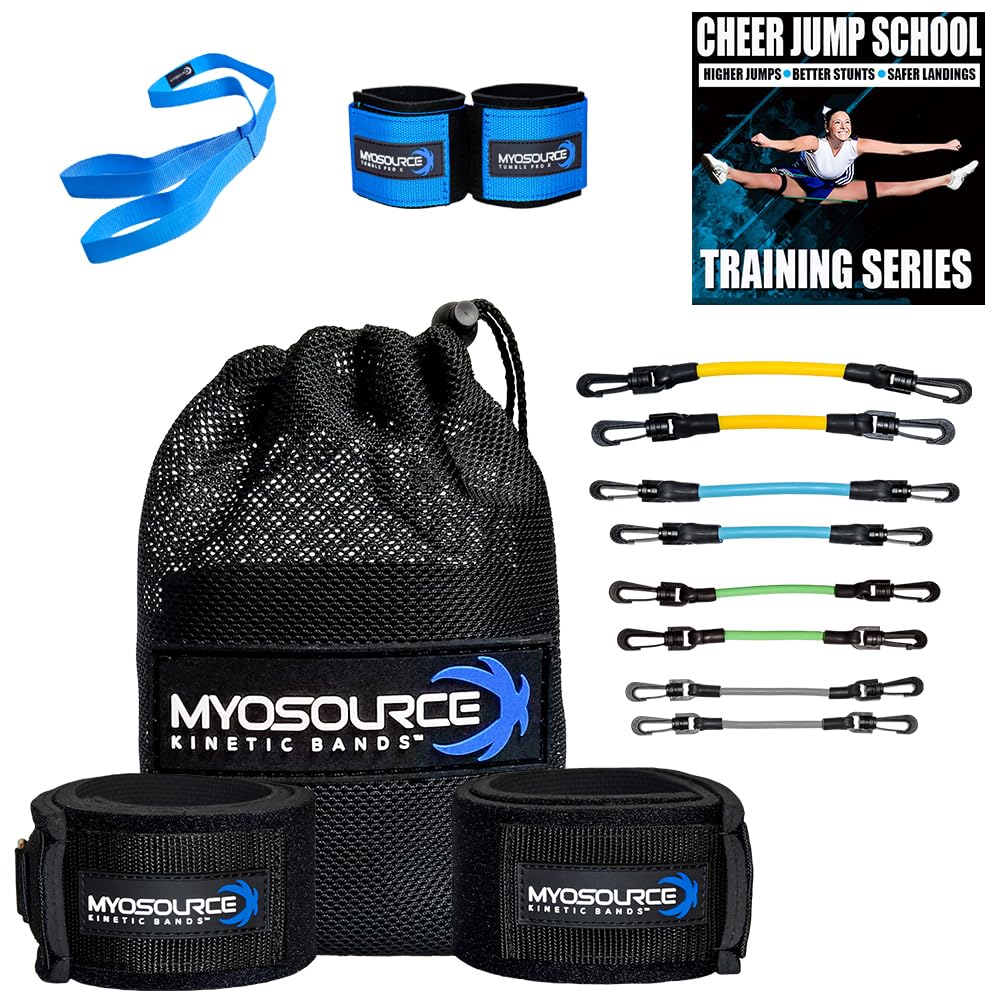Cheer Kit Improve Cheerleading Fitness Performance, 4-Level Leg Resistance Bands, Tumble Pro Ankle Straps, Flexibility Stunt Strap, Better Jumps & Stunts