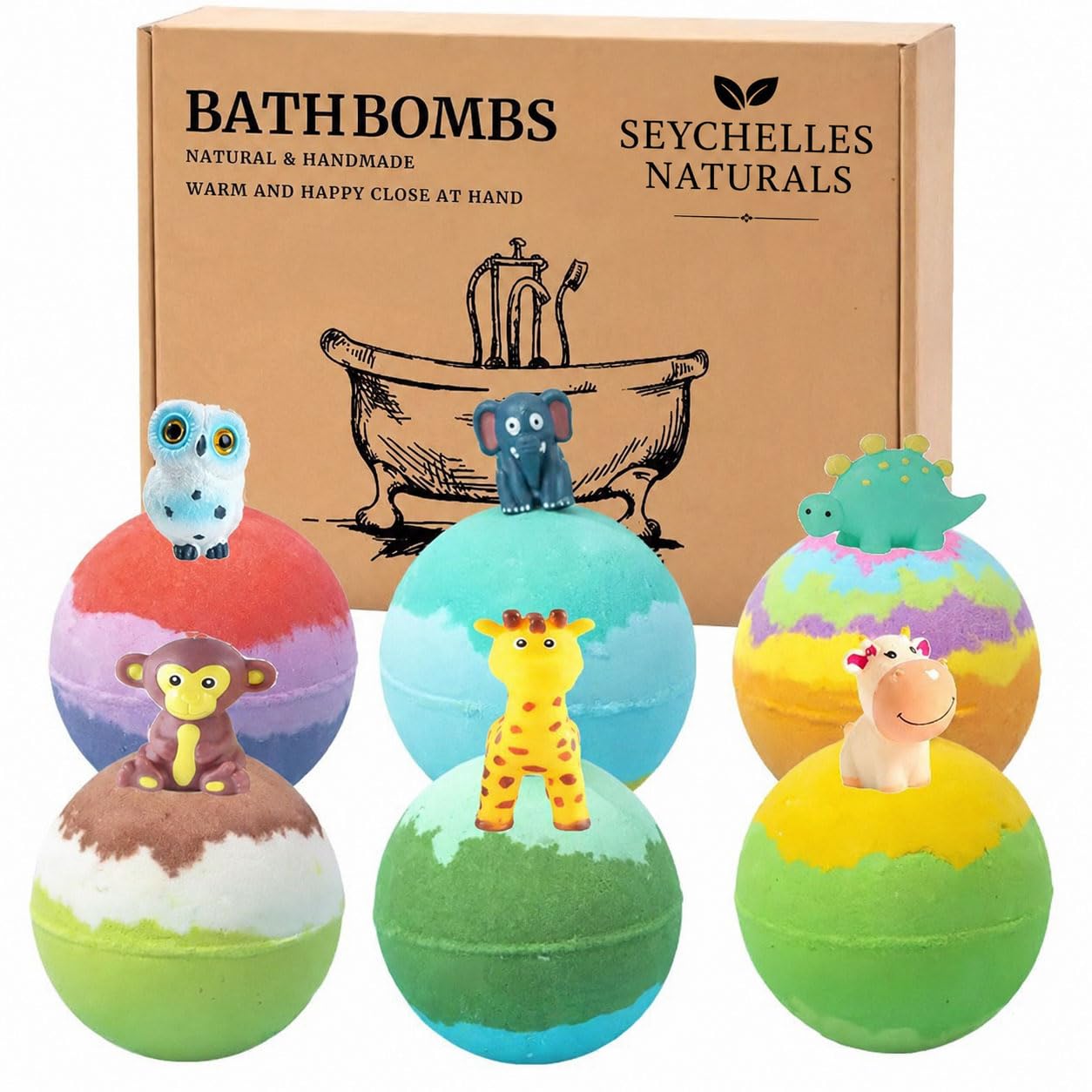 Seychelles Spa Bath Bombs with Epsom Salt, Medditerean Sea Salt (Set of 12) 100 gm Each (Suitable All Ages) SLS Free, Coconut based Product-picture-31