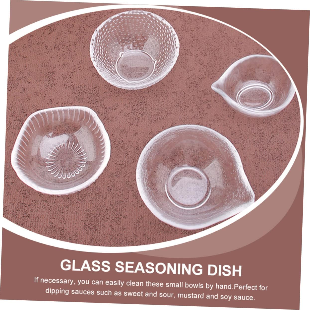 4pcs Glass Sauce Dipping Dish for Soy Sauce Ketchup Party