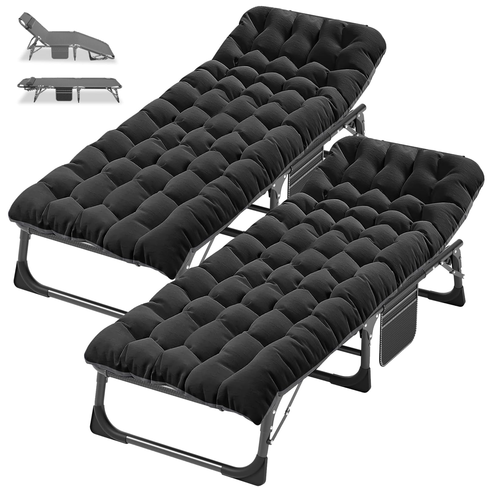 DoCred Folding Camping Cot with Mattress, 2 Pack Heavy Duty Folding Cot for Adults, Portable Sleeping Cot Bed Adults Outdoor Bed with Carry Bag,