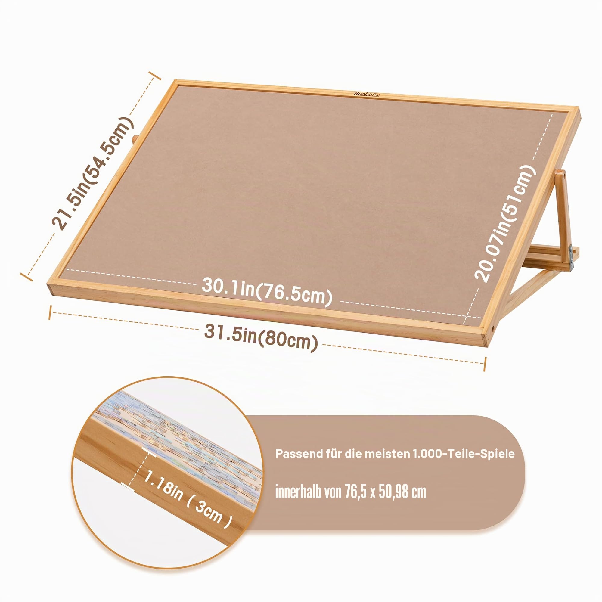 Becko Adjustable Wooden Puzzle Board Jigsaw Puzzle Plateau Puzzle Easel for Adults for Puzzles Up to 1000 Pieces