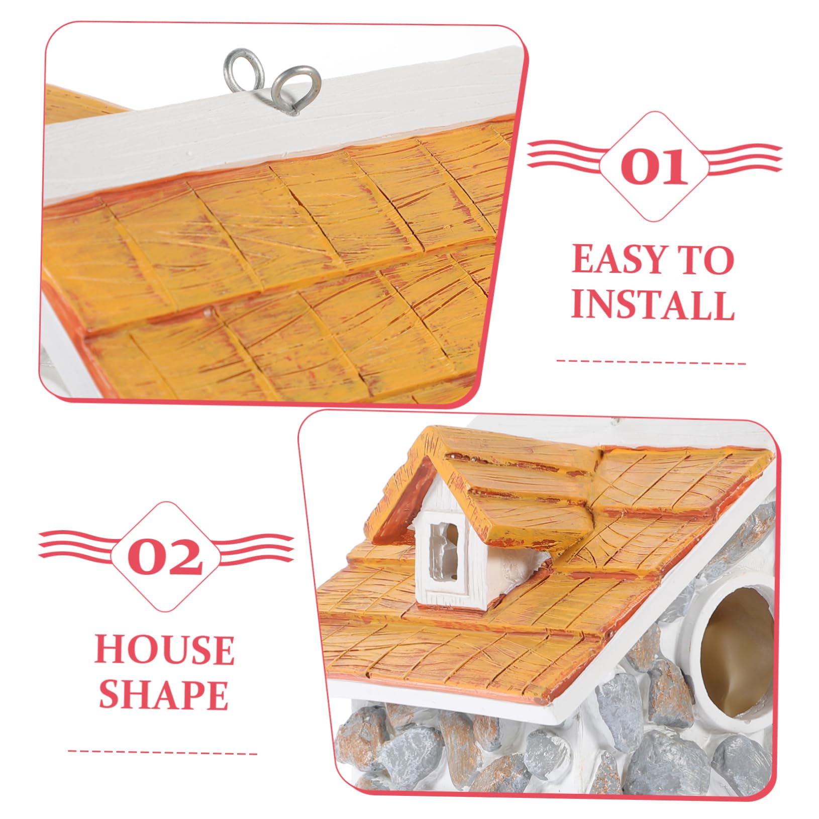 Hohopeti Casa de Pájaros Exterior de Resina Resistente Casita para Nido de Aves Pequeñas Colgante Decorativo para Jardín Refugio Seguro para Anidación y Descanso