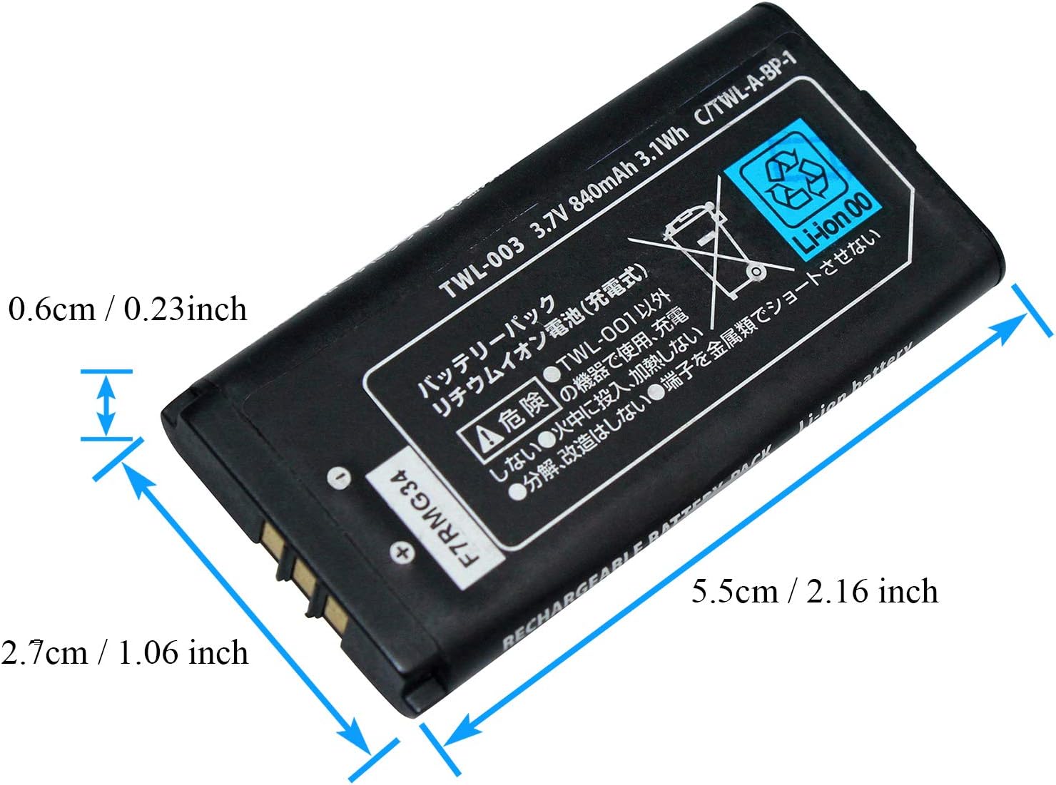 OSTENT 840mAh Rechargeable Lithium-ion Battery + Tool + Pen Pack Kit for Nintendo DSi NDSi 4