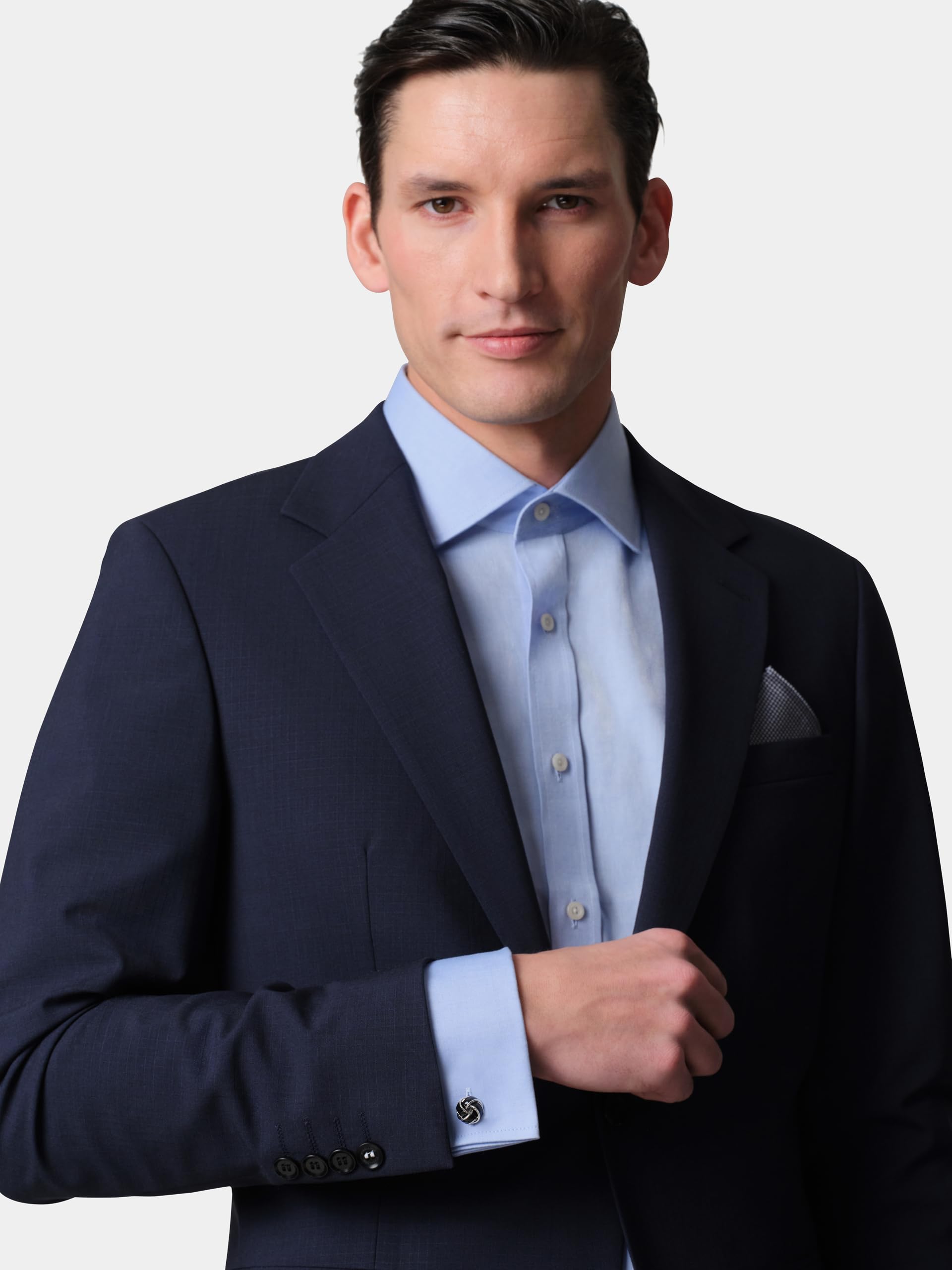 DAVIDOFF ESSENTIALS Cufflinks - Gemelos de plata redondos para hombre con forma entrelazada - gemelos para camisas de latón – accesorios de hombre para bodas y eventos