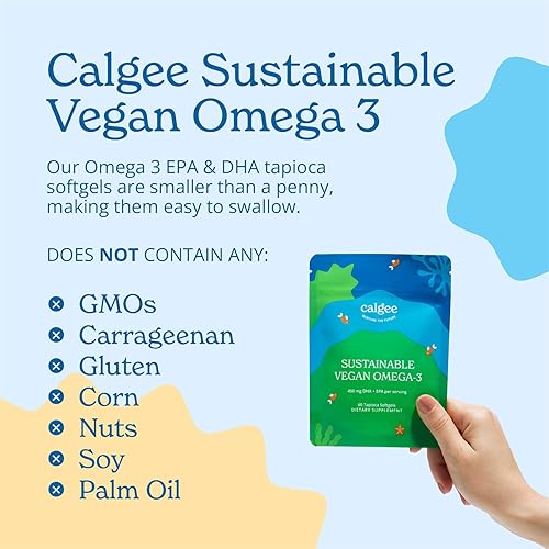 Miniatura 6 de Calgee Suplemento vegano Omega 3  450 mg de DHA y EPA de aceite de algas a base de plantas de primera calidad  Alternativa de aceite de pescado