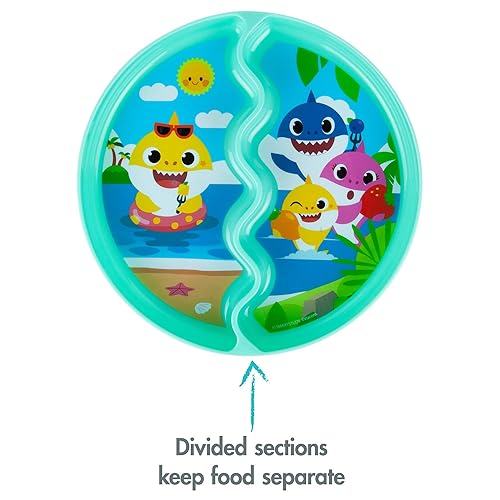 Miniatura 3 de The First Years Pinkfong Baby Shark - Platos de succión divididos aptos para lavavajillas con ventosas, esenciales para la alimentación del bebé,