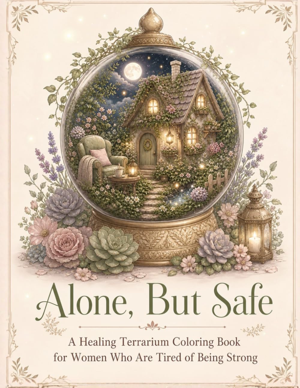 Alone, But Safe: A Healing Terrarium Coloring Book for Women Who Are Tired of Being Strong