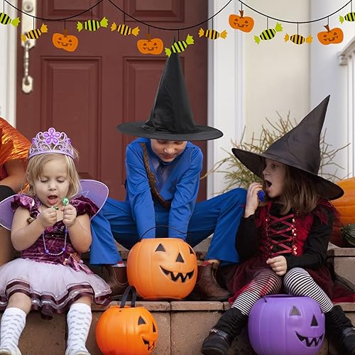 Miniatura 6 de ZeeDix Sombreros de bruja negros de Halloween con cuerda de 98 pies para colgar, accesorio de disfraz de bruja para decoración de fiesta de Halloween