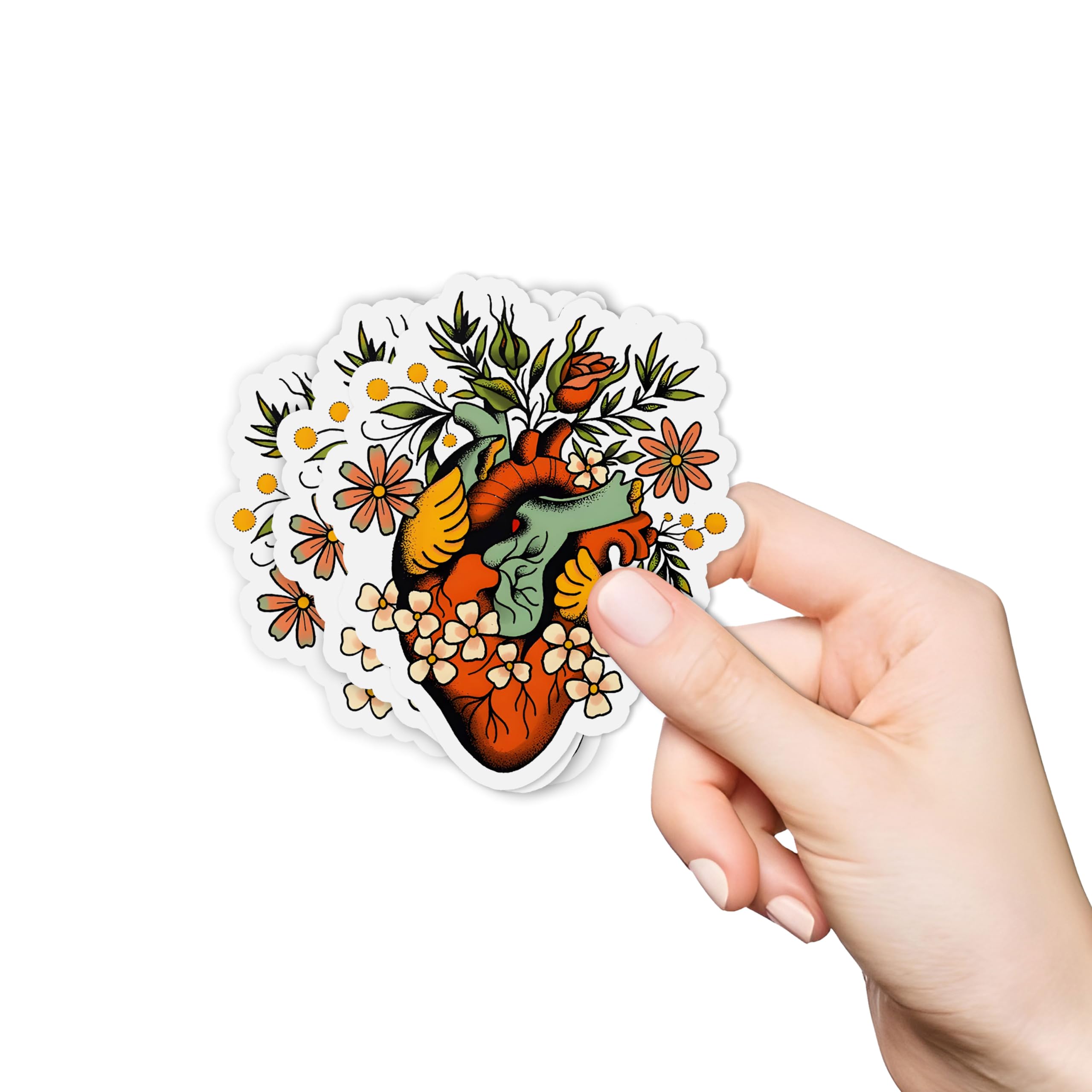 Photo 1 of (3Pcs) Anatomical Heart Sticker Nurse Sticker Medical Sticker Floral Heart Sticker Waterproof Die-Cut Vinyl Decal for Water Bottle Laptop Kindle Booktok Nursing Worker Gifts (2 Inches)