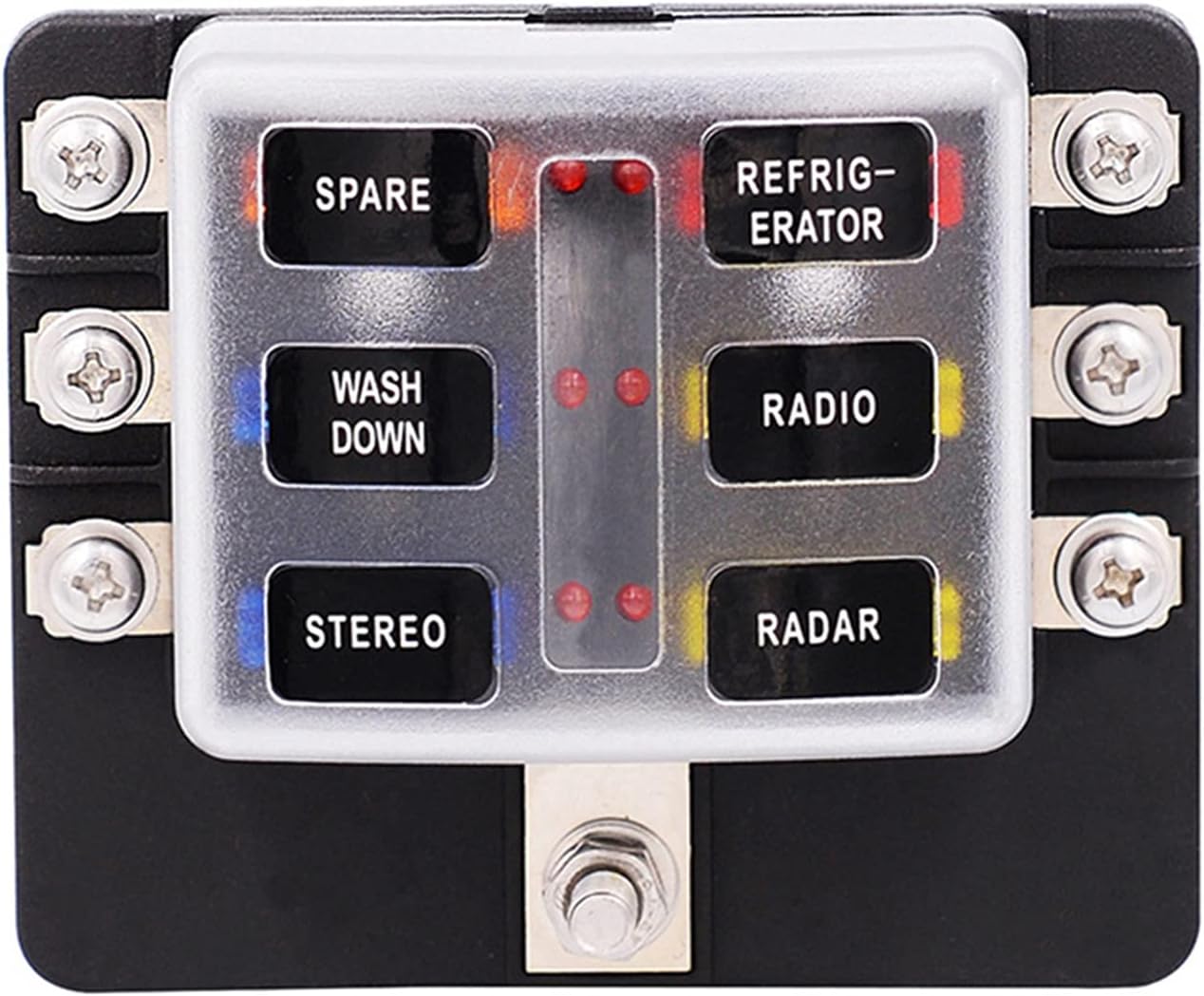 Aimindeng 12v 導いた車のボート海洋のトリケの警告ライト 24vブレードヒューズボックスホルダー6変化ヒューズボックス端子ブロック 春夏新作