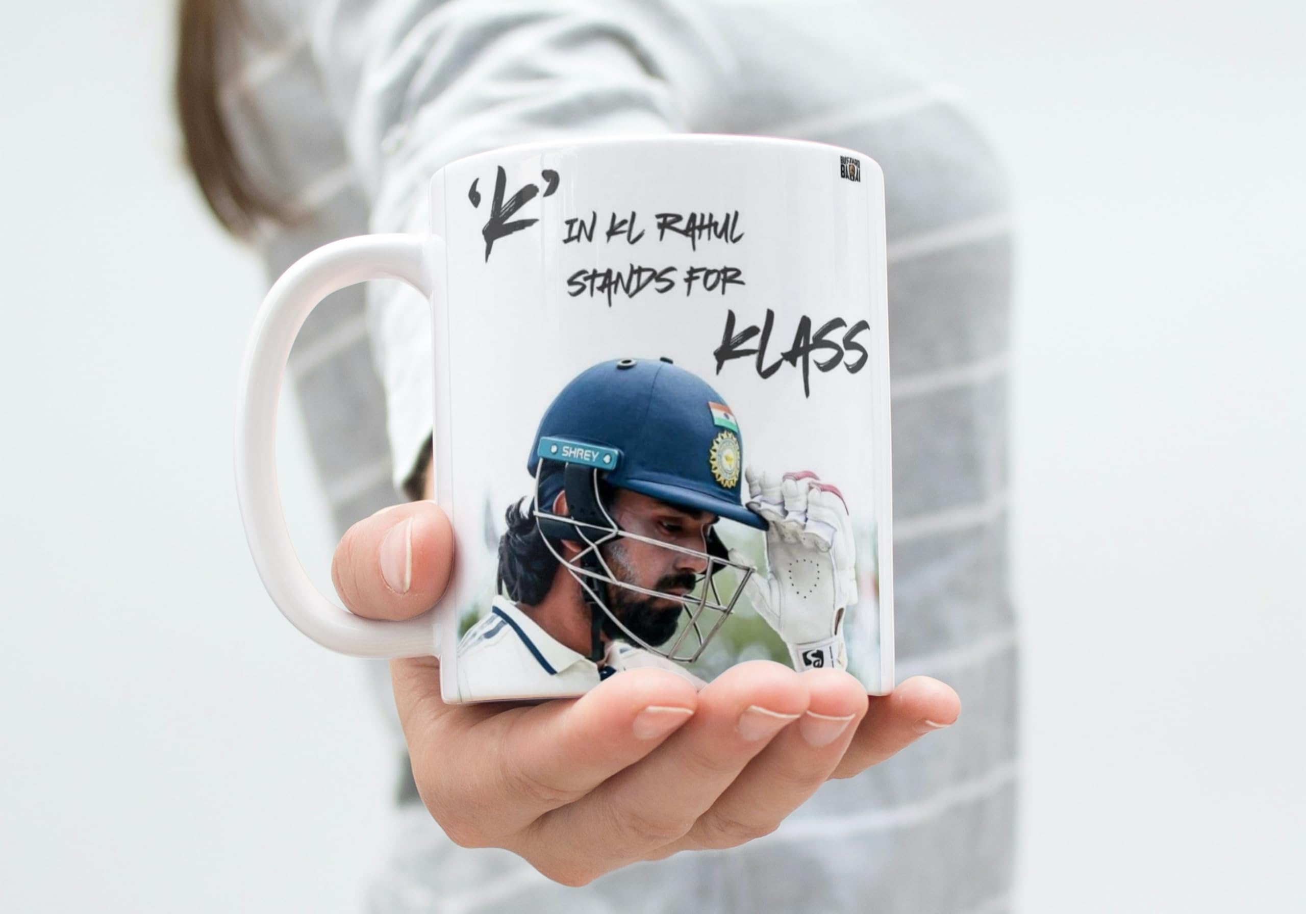 Naksh Enterprise Cricket Theme Coffee Mug IPL Edition – Stylish Helicopter Shot Print Cup – Gift for Cricket Fans, Boys & Friends(KL Rahul-1)