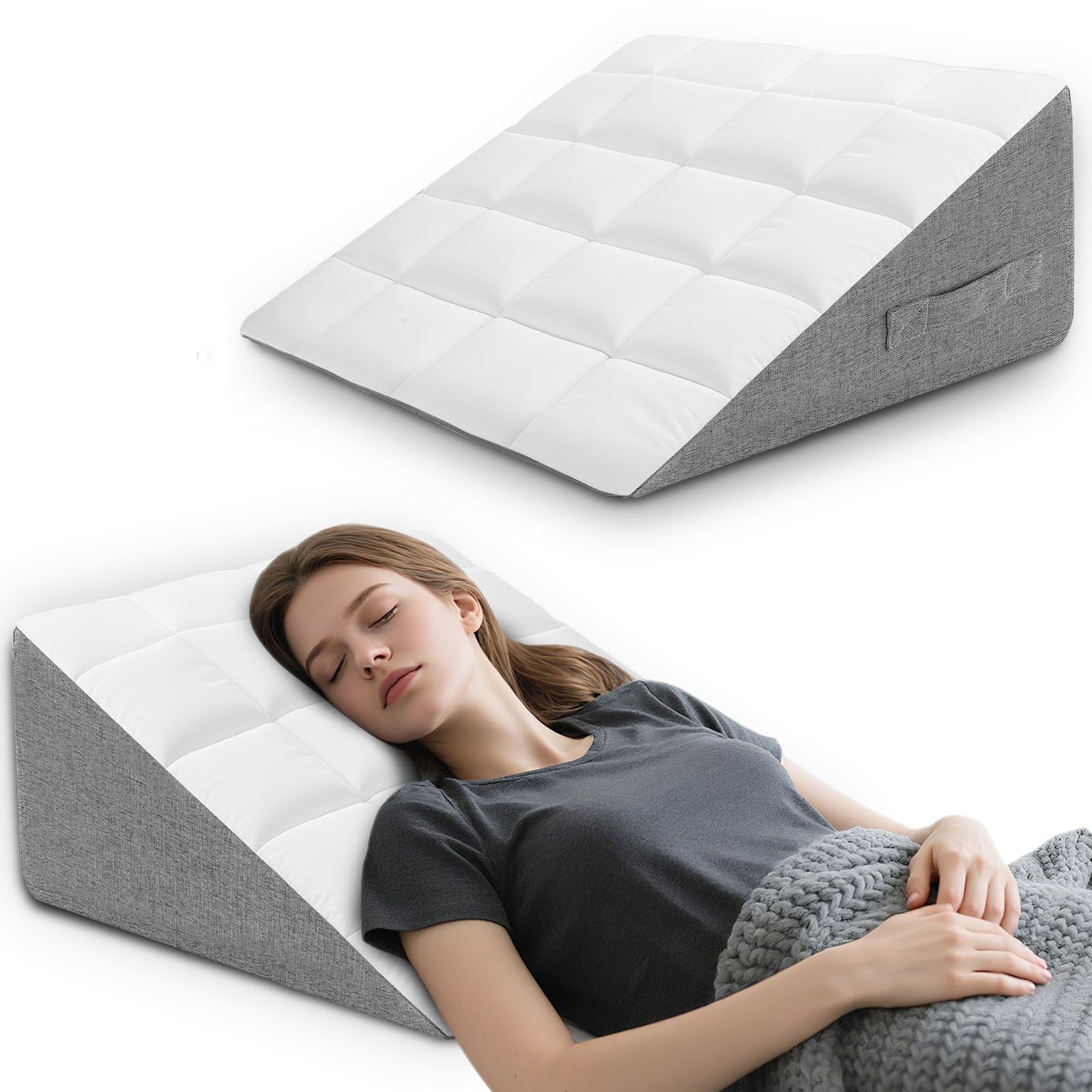 HOMCA Almohada de Cuña para Sofá y Cama | Cojín de Lectura, Cojín Inclinado para Elevación de Las Piernas