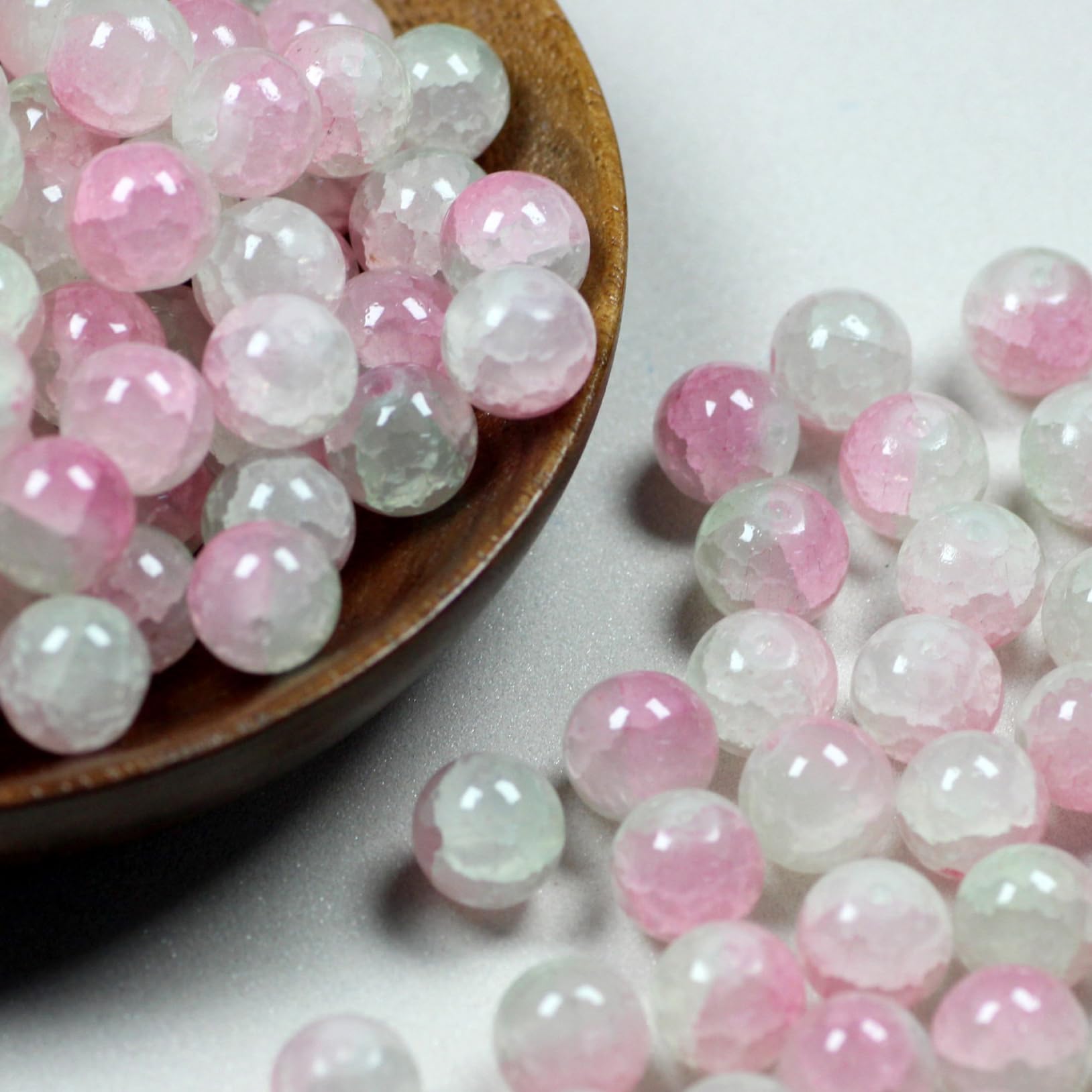 Perles en vrac 200 pièces de perles rondes craquelées colorées de 10MM en vrac