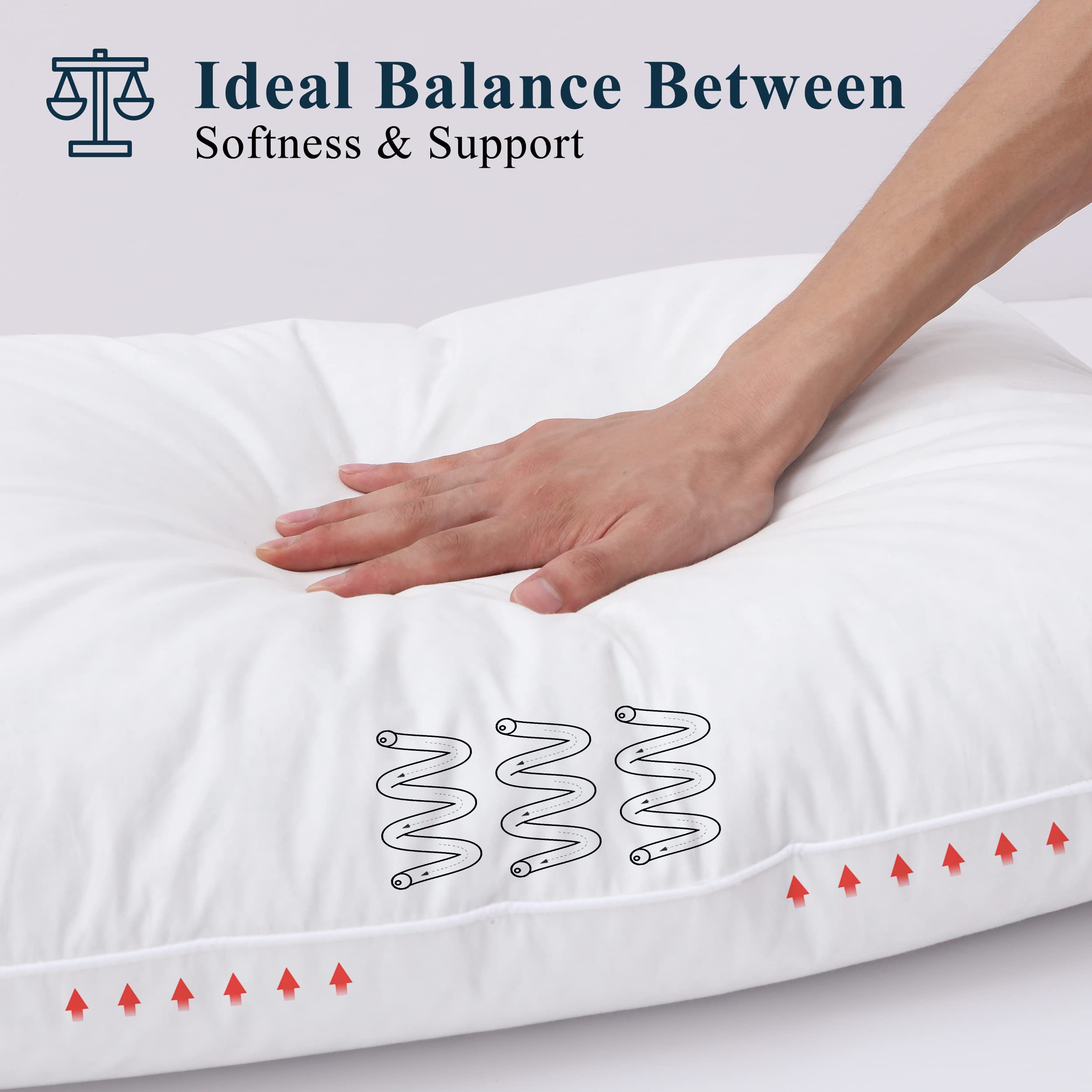 Acrafsman King Size Pillows,Medium Support for Side Sleeper,Down Alternative Pillows King Size Set of 2-20x36 Inches