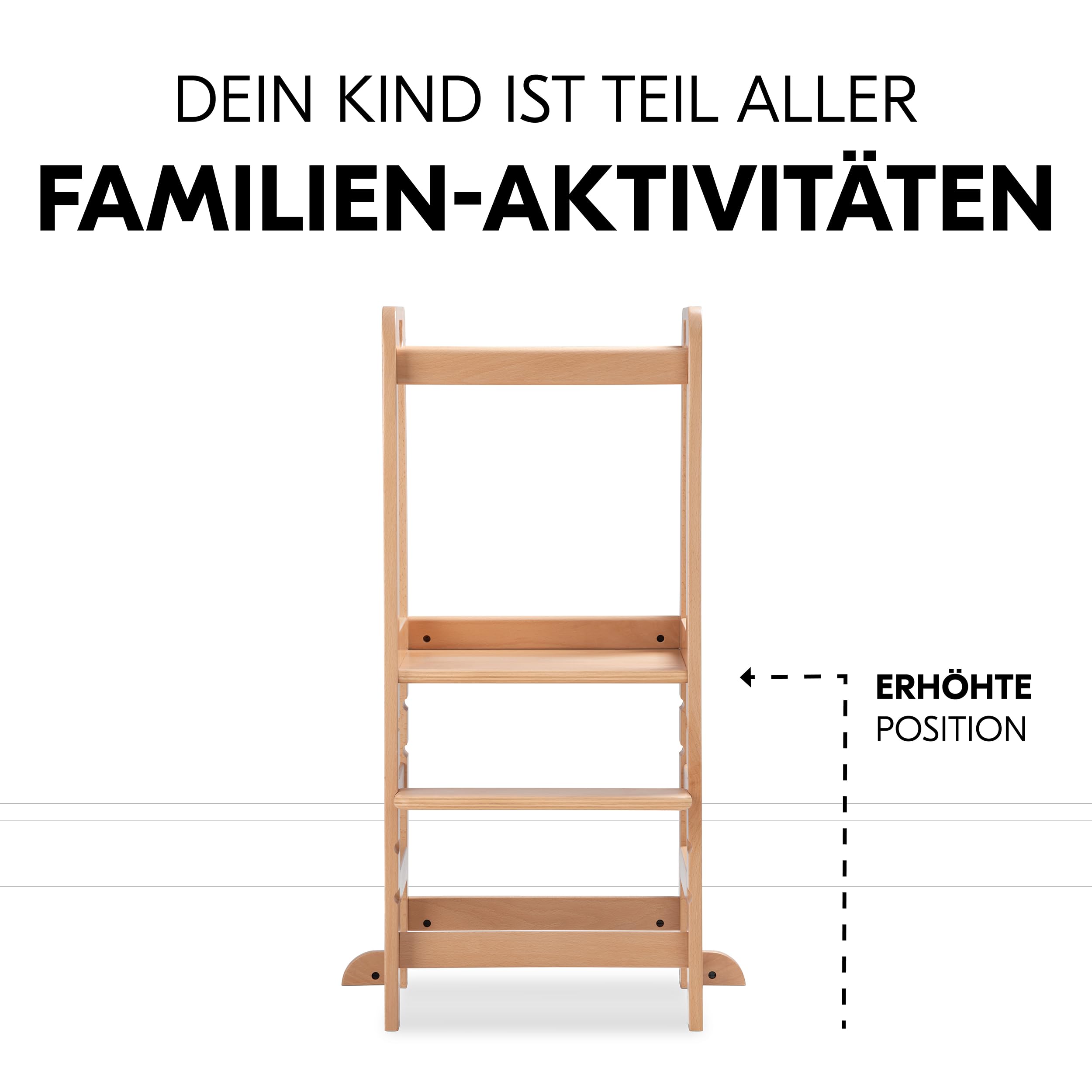 hauck Learn N Explore Natural Lernturm inkl. Puzzle N Fit - Natural | Mitwachsender Kinder Lernturm aus Buchenholz, ab 1 Jahre bis 40 kg, höhenverstellbares Fußbrett
