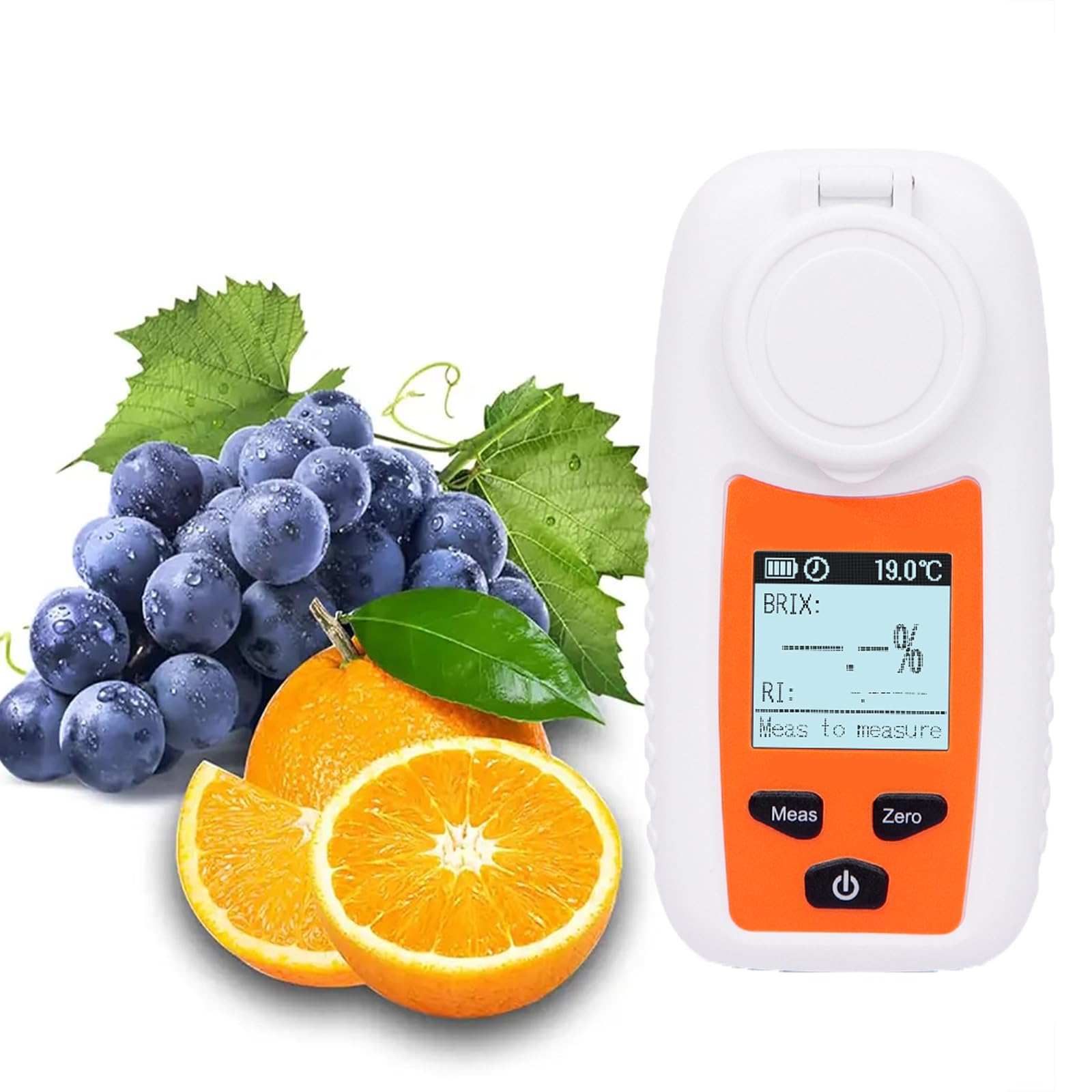 Refractómetro Digital Brix, Medidor De Concentración Azúcar En Frutas De 0-55% con Pantalla, Compensación Automática Temperatura Y Precisión del 0,2%, Medición Rápida En 3 Segundos para Café