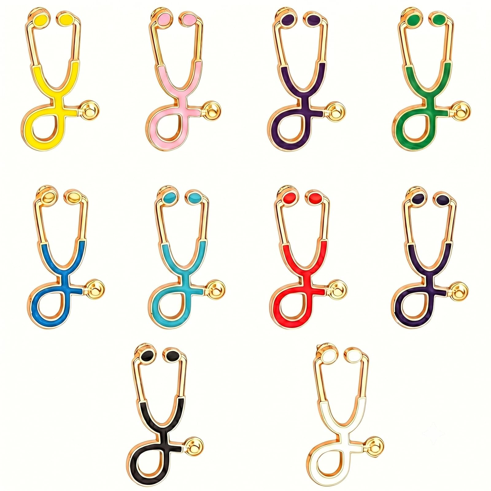 10 Pezzi Spilla Stetoscopio Colorata, Gadget Infermiera e Medico, Bomboniere Laurea Medicina e Infermieristica, Spille Smaltate per Camice e Zaini, Regalo Studenti Medicina, 10 Colori Assortiti