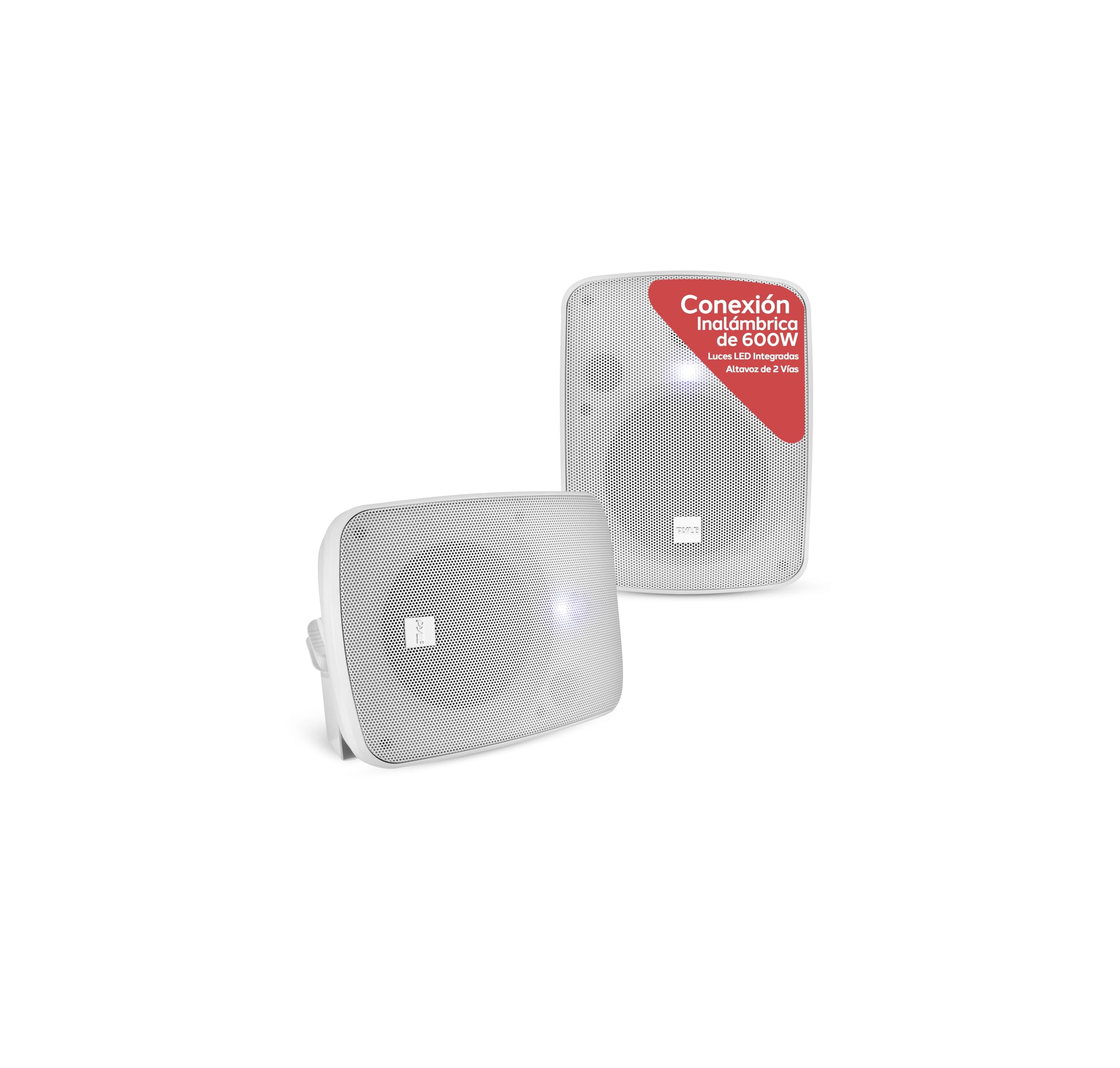 Pyle Altavoces inalambricos, Bluetooth, Estereo, 600V, 2 vias, Montaje Universal en Pared/​Techo, Ideal para Interiores, Exteriores