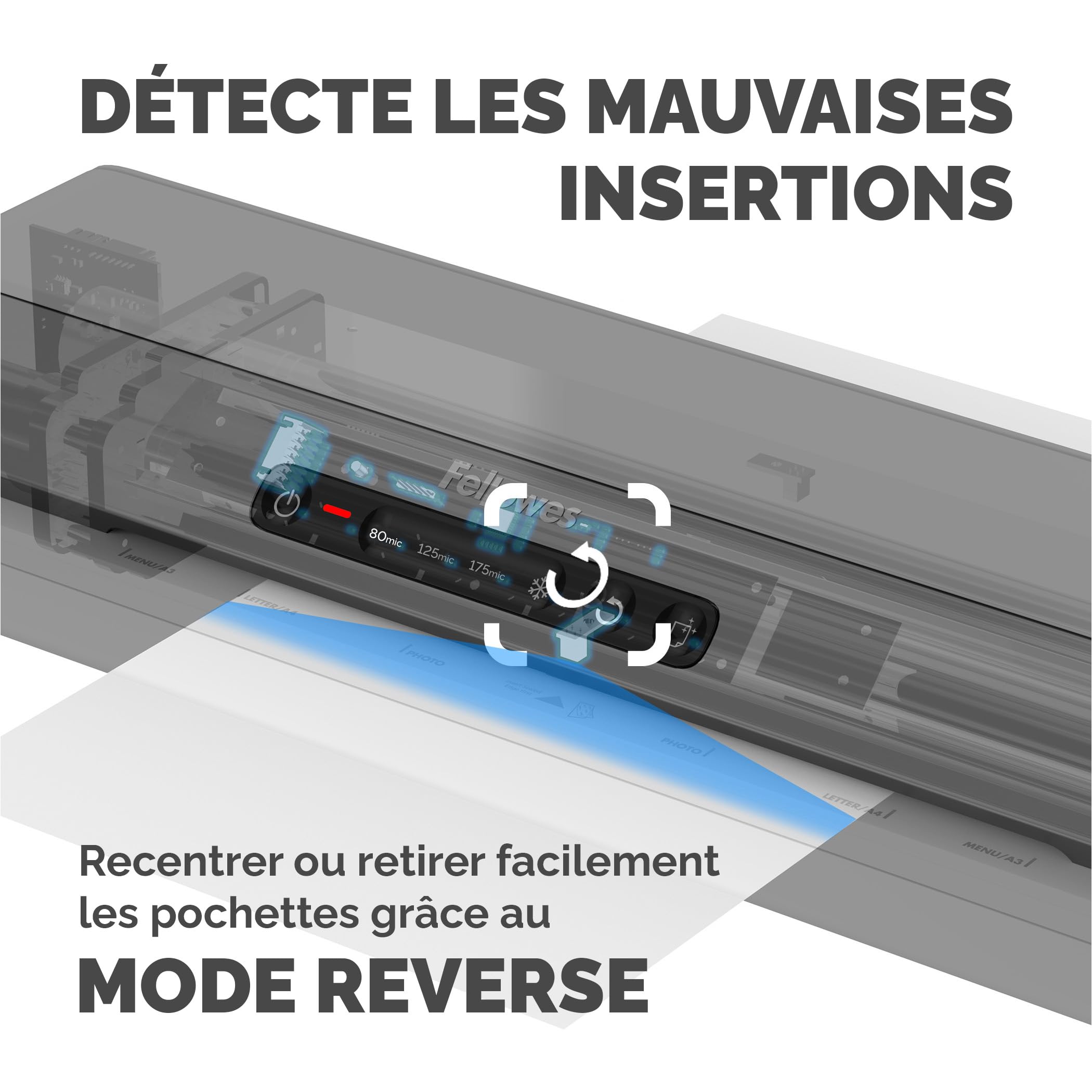 Fellowes Plastifieuse Amaris A3, Chauffe Rapide 1 Min, Arrêt Automatique, Mode Veille, InstaHeat, 80-175 Microns, 10 Pochettes A4
