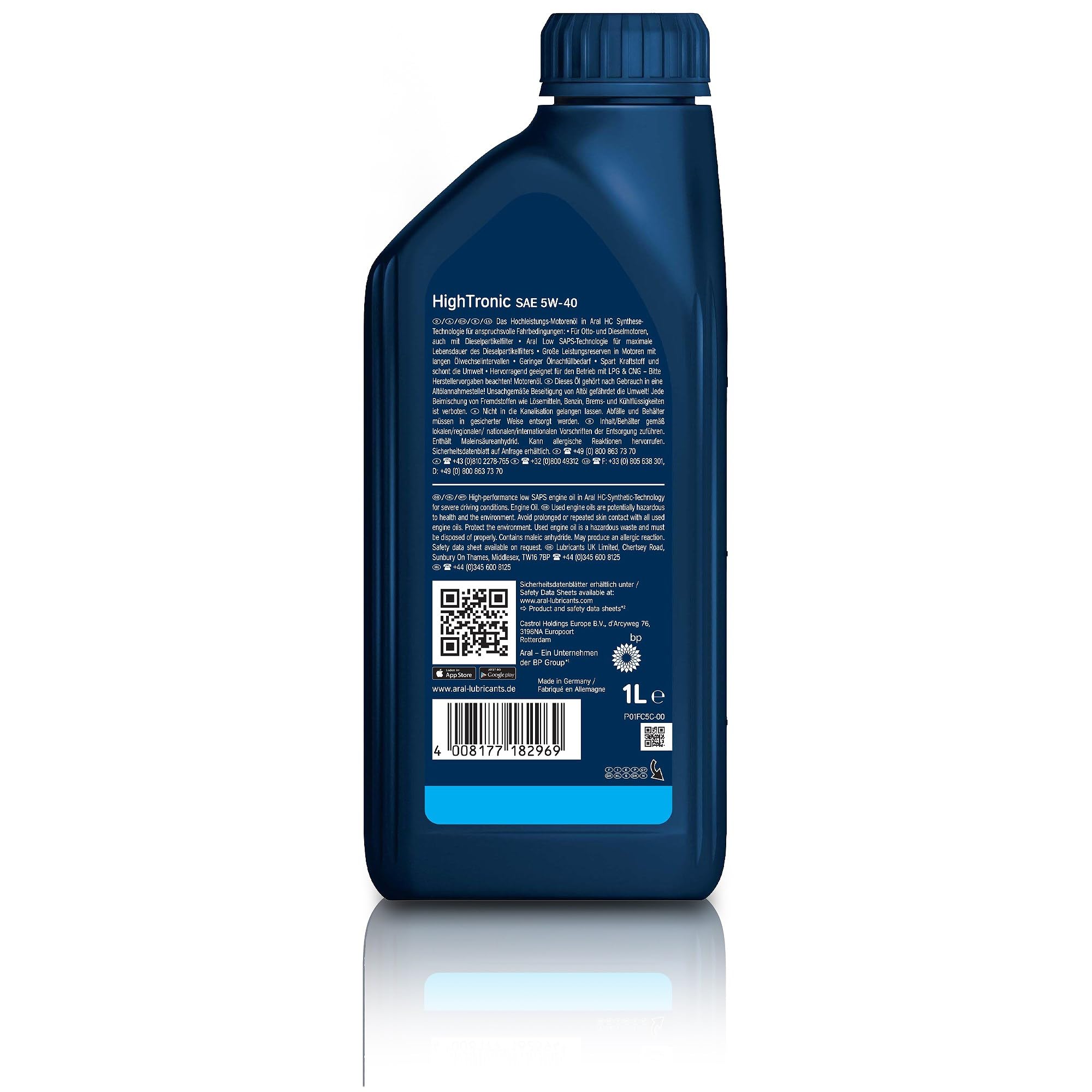 6x 1 L Liter ARAL HighTronic 5W-40 Motoröl inkl. Ölwechselanhänger