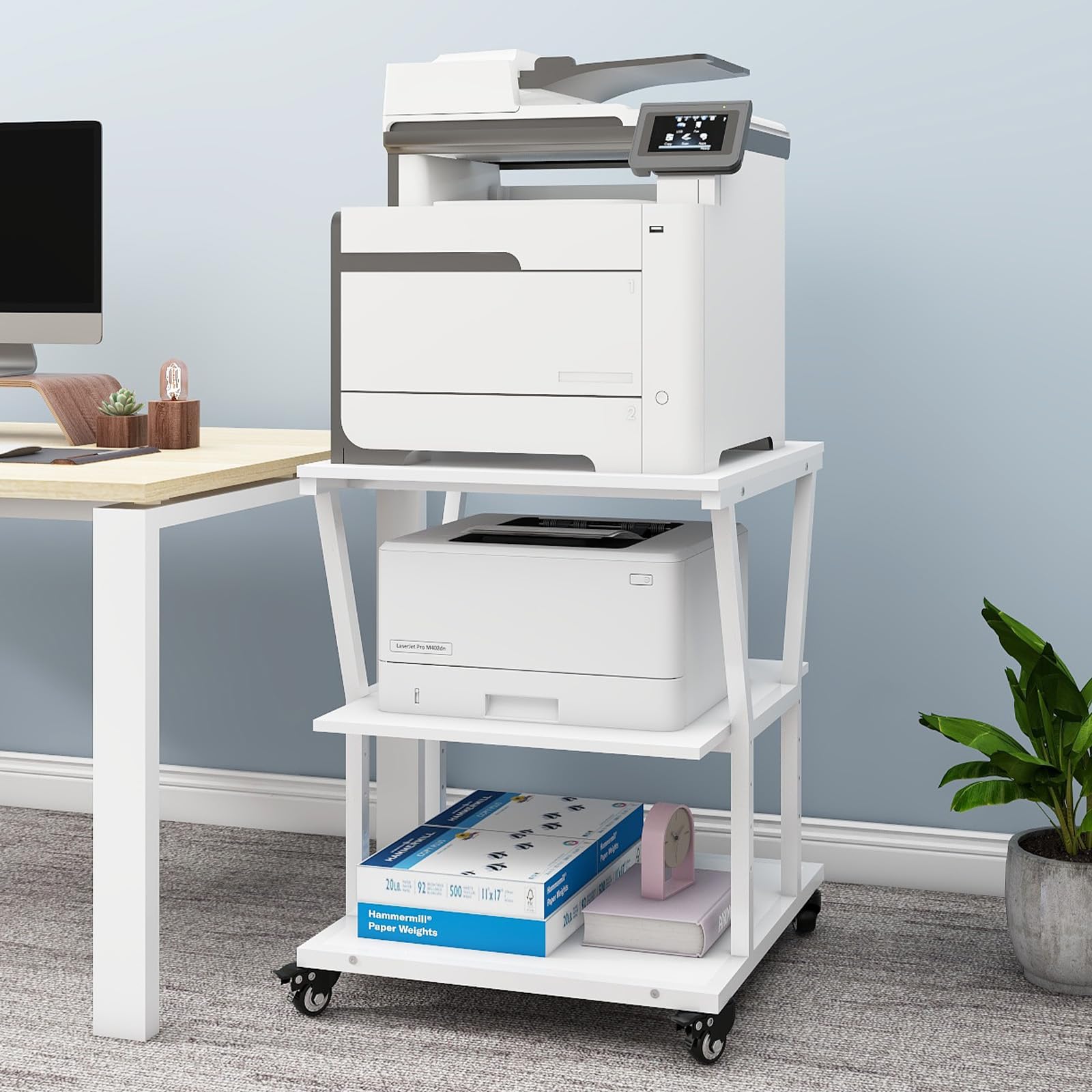 Natwind 3 Tier Printer Stand, 24''x24'',for Large Heavy Printers, White